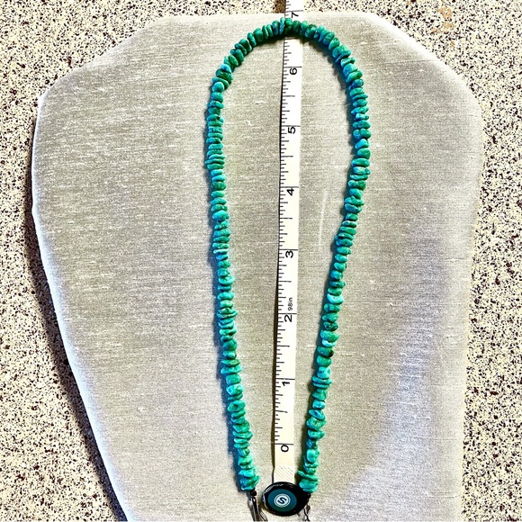 Navajo Turquoise Chunk Necklace Handmade Vintage Western New Mexico - Picture 6 of 8